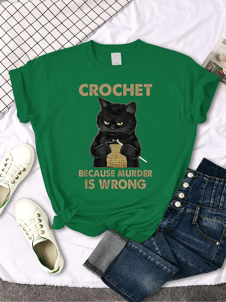 0 Funny Crochet Cat T-Shirt sold by Fleurlovin, Free Shipping Worldwide