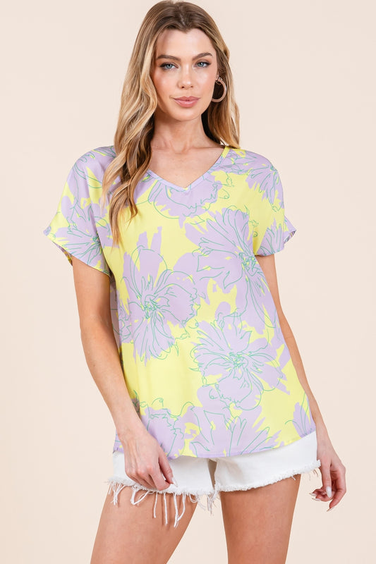 BOMBOM Camiseta Manga Corta Floral