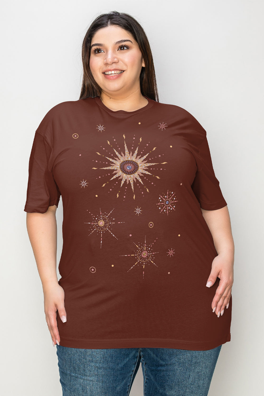 Camiseta con gráfico de constelación de galaxia espacial de tamaño completo de Simply Love