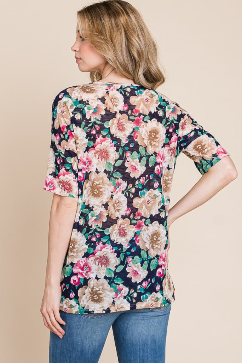 BOMBOM Camiseta floral con cuello redondo