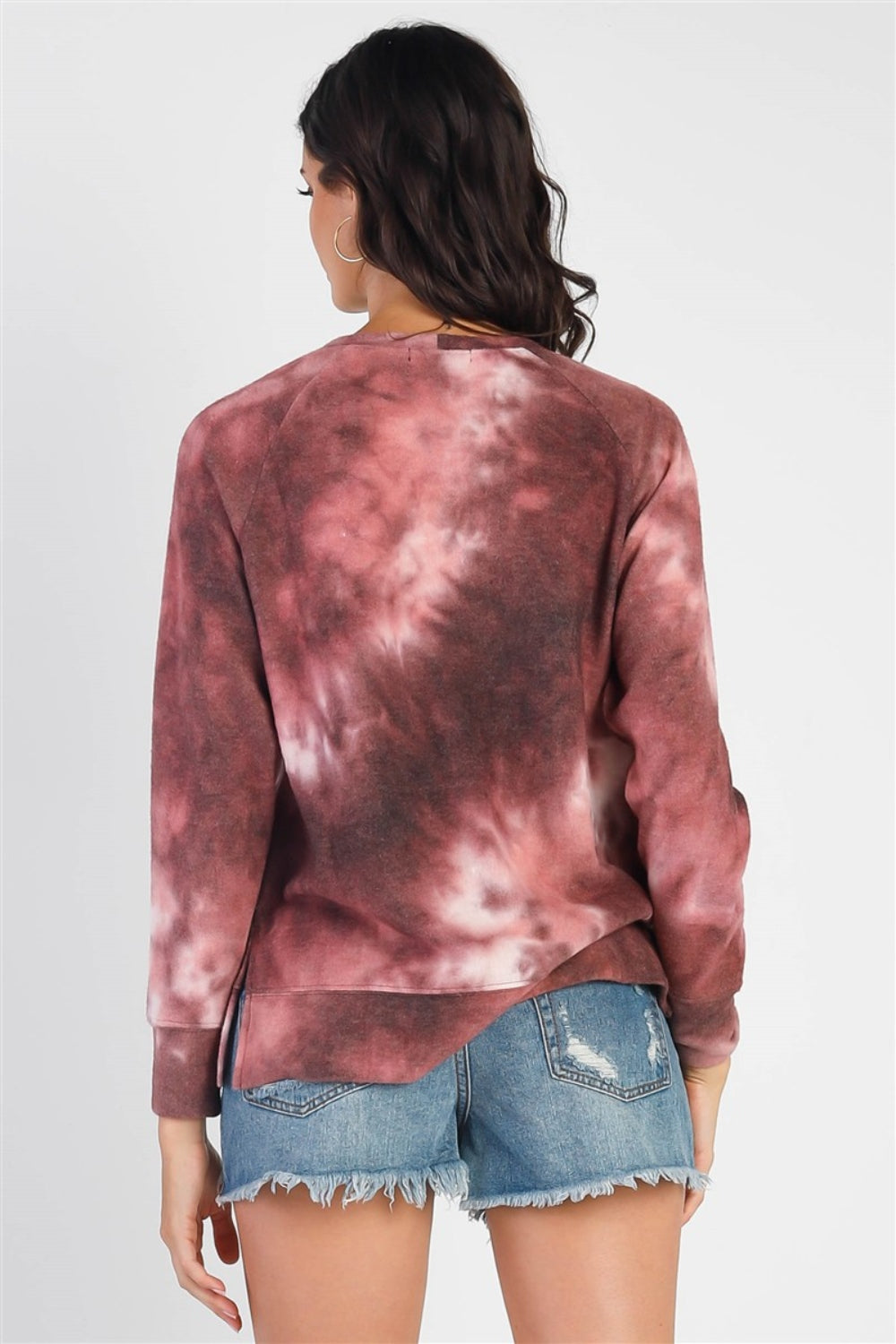 Cherish Apparel Sudadera de manga larga con cuello redondo y efecto tie-dye