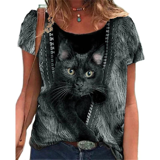  3D Black Cat Jacket Outs T-Shirt sold by Fleurlovin, Free Shipping Worldwide