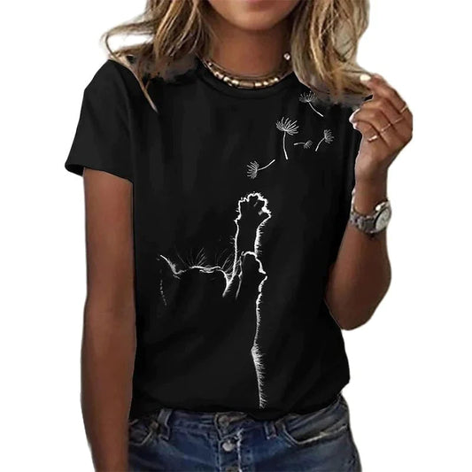  3D Cats Catch Flowers In The Wind T-Shirt sold by Fleurlovin, Free Shipping Worldwide