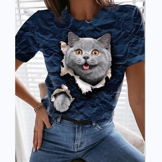  3D Fluffy Cat T-Shirt sold by Fleurlovin, Free Shipping Worldwide