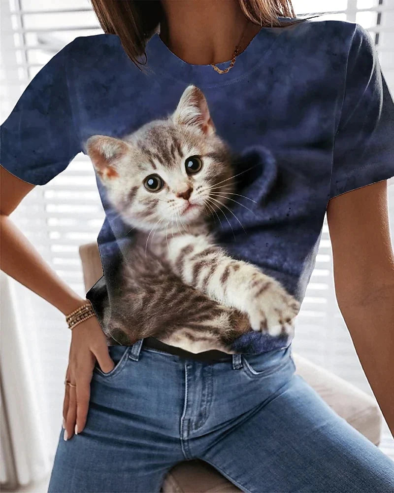  3D Hugging Cat T-Shirt sold by Fleurlovin, Free Shipping Worldwide