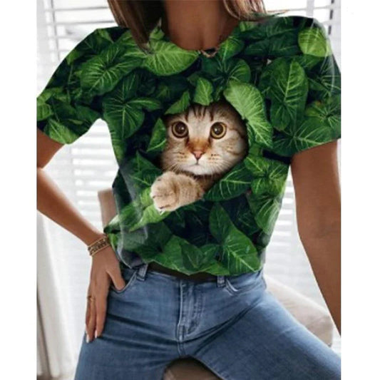  3D Leaf Cat T-Shirt sold by Fleurlovin, Free Shipping Worldwide