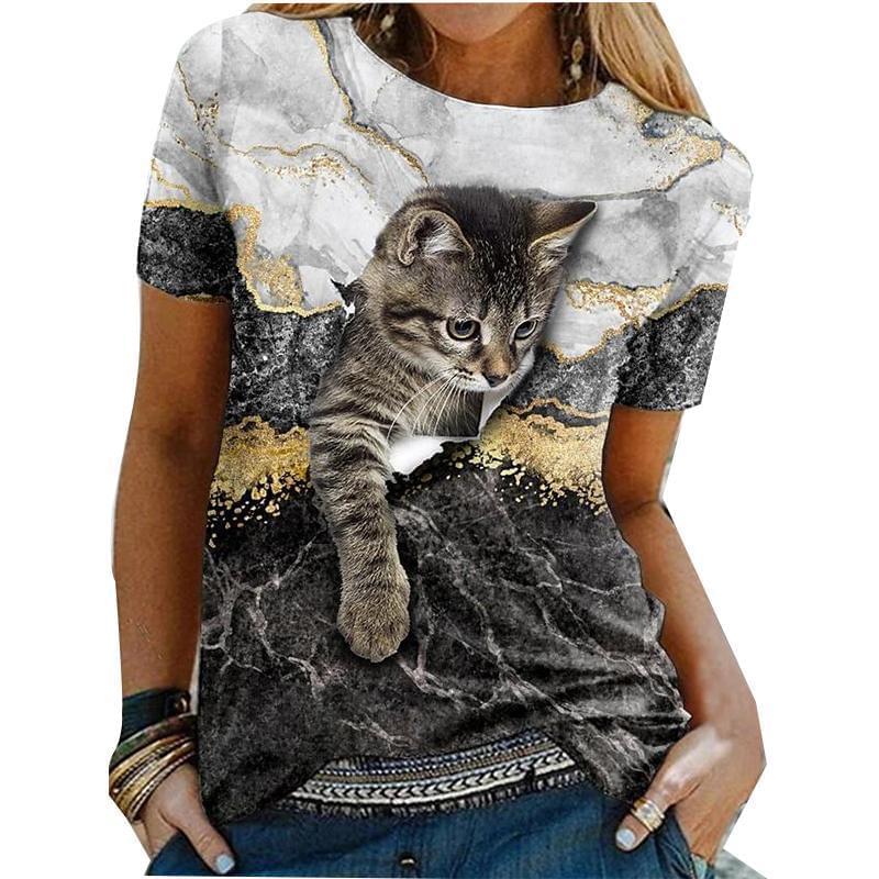 3D Mountain Cat T-Shirt sold by Fleurlovin, Free Shipping Worldwide