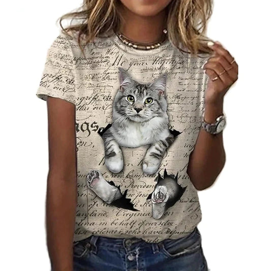  3D Mysterious Words Pop Cat T-Shirt sold by Fleurlovin, Free Shipping Worldwide