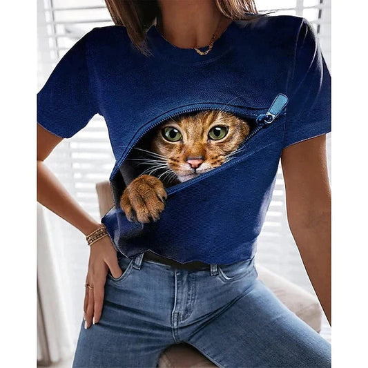  3D Open Zip Ginger Cat T-Shirt sold by Fleurlovin, Free Shipping Worldwide
