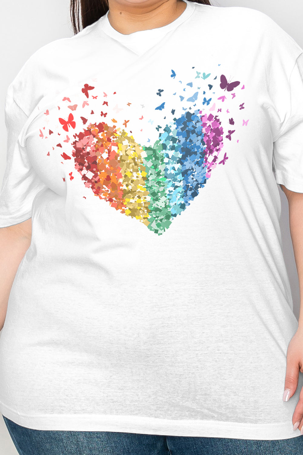 Camiseta con gráfico de corazón arcoíris de tamaño completo de Simply Love