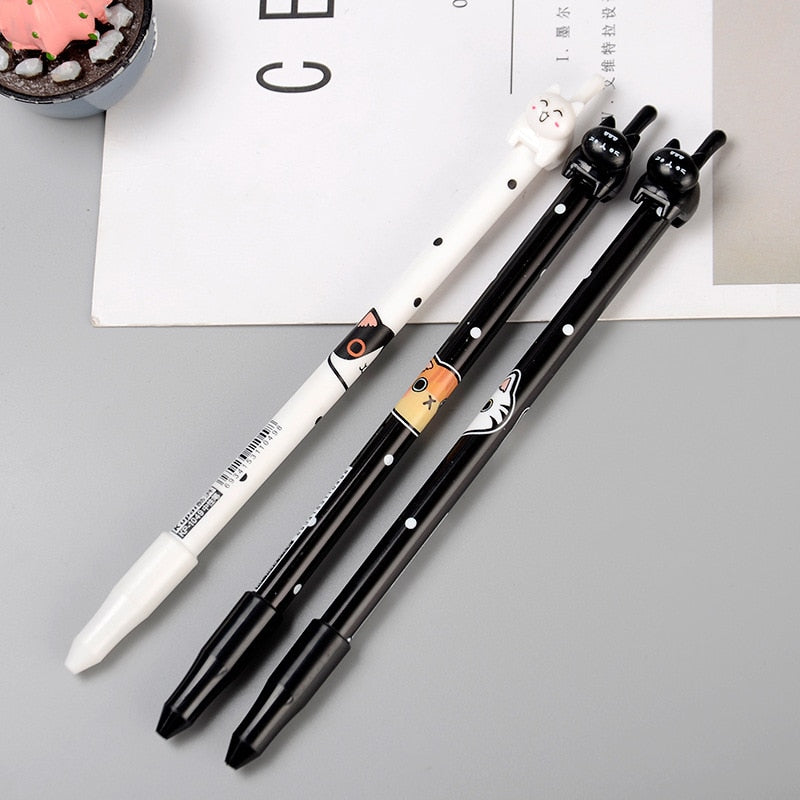  4Pcs Cute Black White Cat Pattern Black Ink Gel Pen sold by Fleurlovin, Free Shipping Worldwide