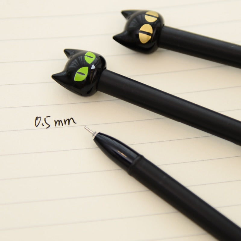  4Pcs Cute Kawaii Black Cat Black Ink Gel Pen sold by Fleurlovin, Free Shipping Worldwide
