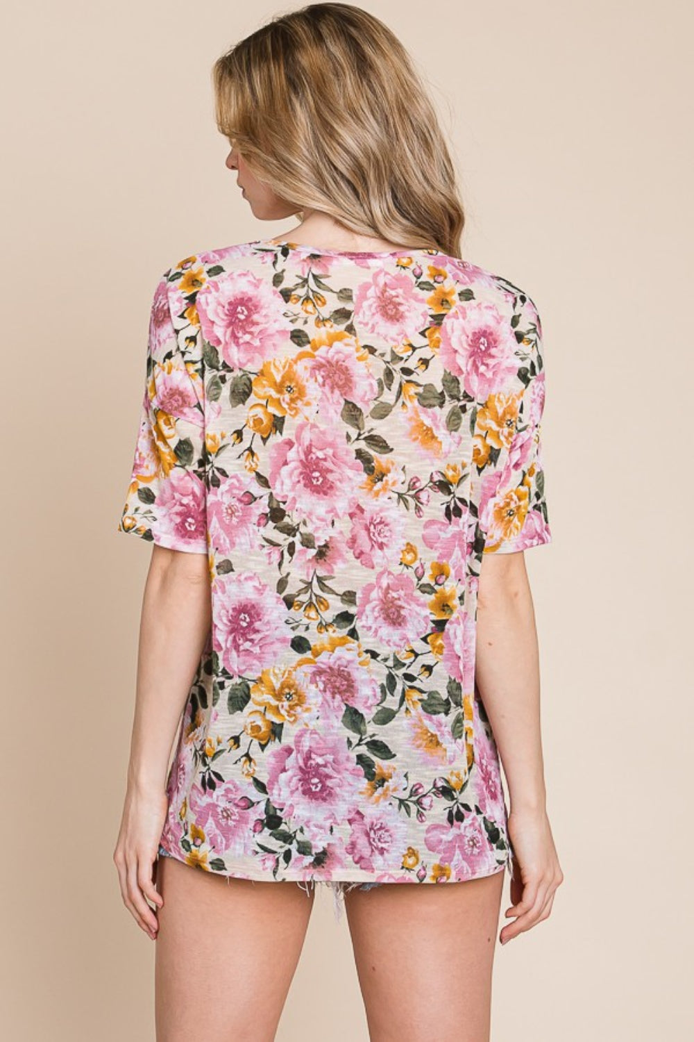 BOMBOM Camiseta floral con cuello redondo