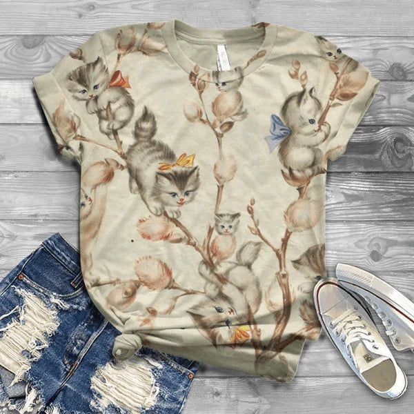  Angel Branch Cat T-Shirt sold by Fleurlovin, Free Shipping Worldwide