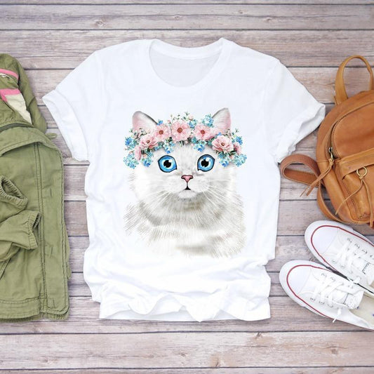  Angel Flower Cat T-Shirt sold by Fleurlovin, Free Shipping Worldwide