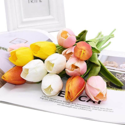 Artificial Flora 10-Piece Faux Tulips Artificial Flowers sold by Fleurlovin, Free Shipping Worldwide