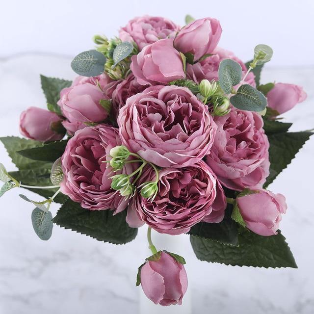 Artificial Flora 9-Piece Silk Faux Peonies Artificial Flowers sold by Fleurlovin, Free Shipping Worldwide