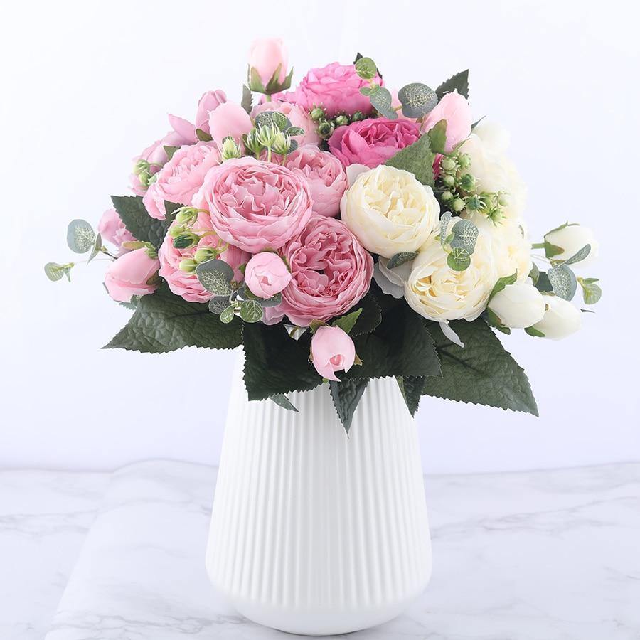 Artificial Flora 9-Piece Silk Faux Peonies Artificial Flowers sold by Fleurlovin, Free Shipping Worldwide