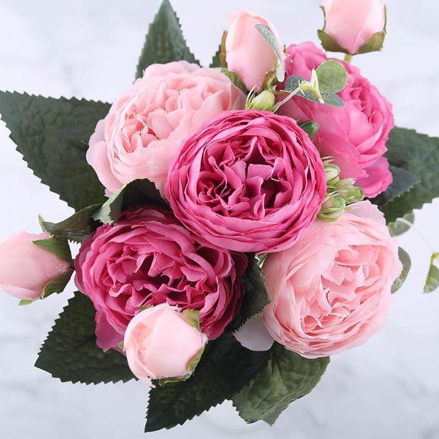 Artificial Flora 9-Piece Silk Faux Peonies Artificial Flowers sold by Fleurlovin, Free Shipping Worldwide