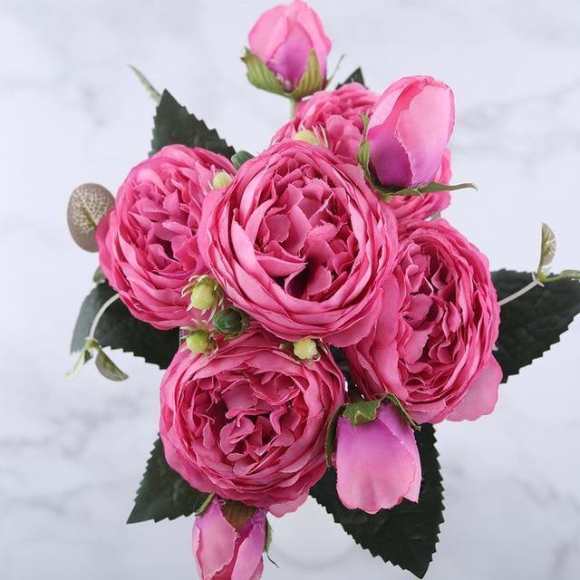 Artificial Flora 9-Piece Silk Faux Peonies Artificial Flowers sold by Fleurlovin, Free Shipping Worldwide