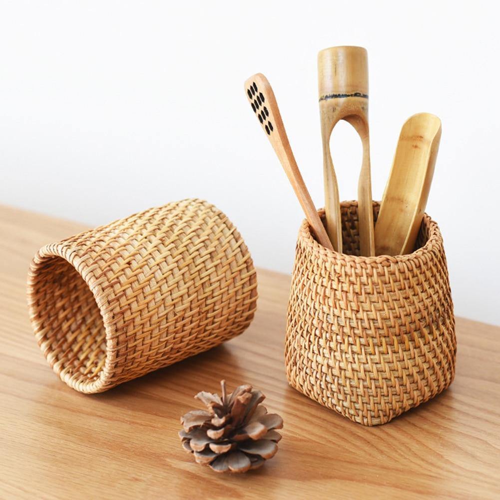 Baskets Hand-Woven Wicker Storage Container Basket sold by Fleurlovin, Free Shipping Worldwide