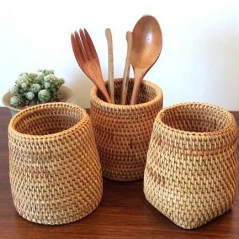 Baskets Hand-Woven Wicker Storage Container Basket sold by Fleurlovin, Free Shipping Worldwide