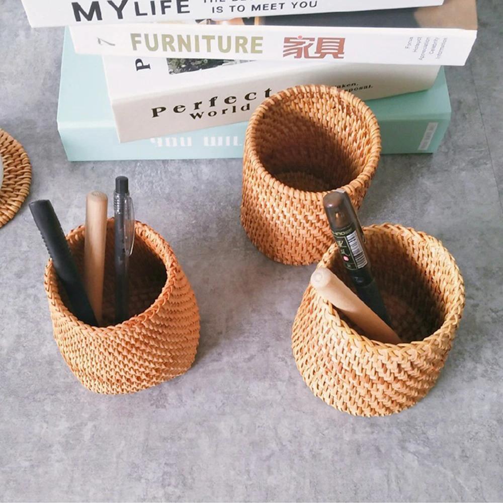 Baskets Hand-Woven Wicker Storage Container Basket sold by Fleurlovin, Free Shipping Worldwide