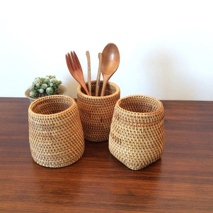 Baskets Hand-Woven Wicker Storage Container Basket sold by Fleurlovin, Free Shipping Worldwide