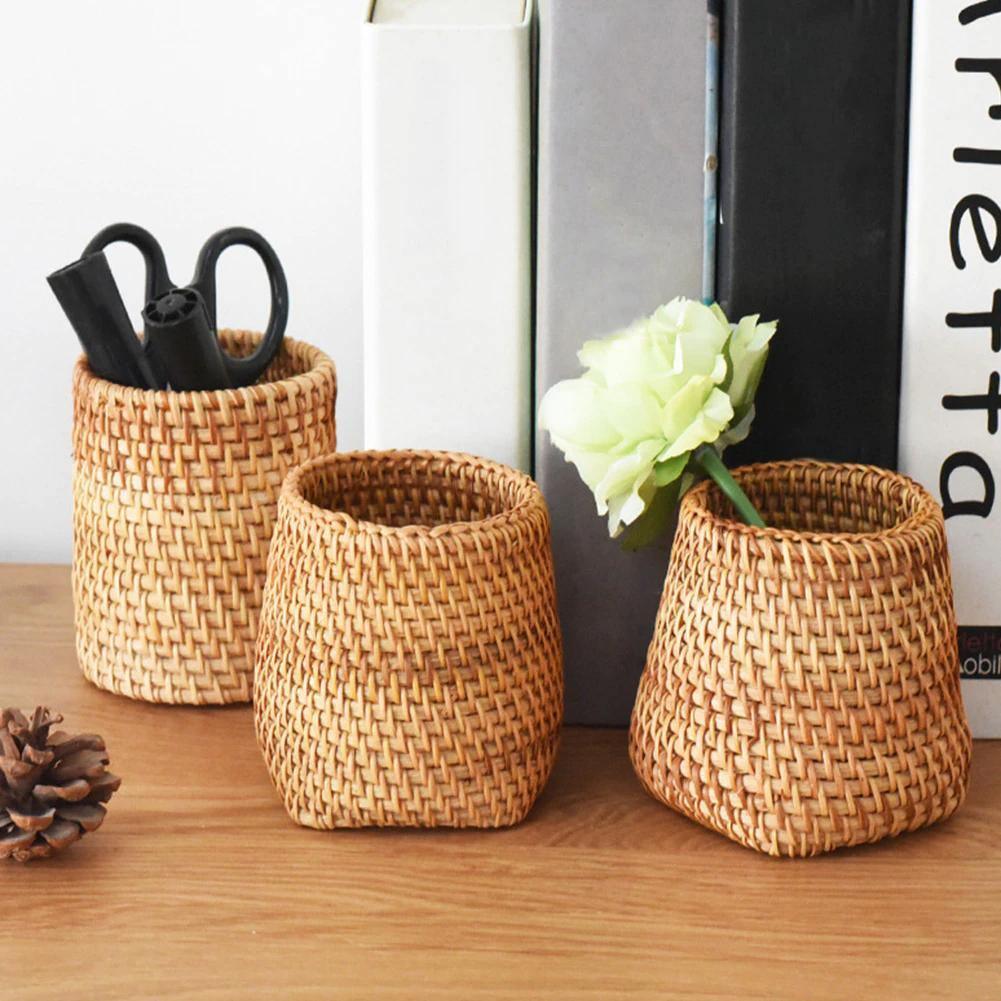 Baskets Hand-Woven Wicker Storage Container Basket sold by Fleurlovin, Free Shipping Worldwide
