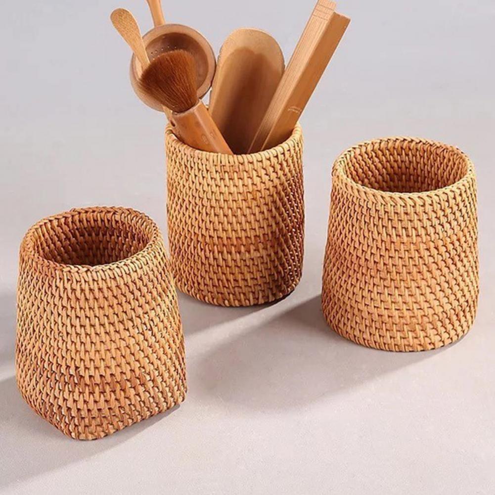 Baskets Hand-Woven Wicker Storage Container Basket sold by Fleurlovin, Free Shipping Worldwide