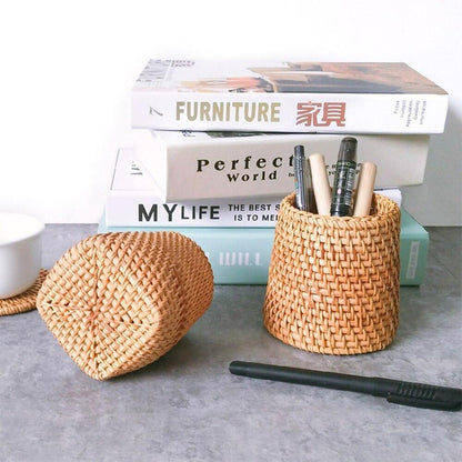 Baskets Hand-Woven Wicker Storage Container Basket sold by Fleurlovin, Free Shipping Worldwide