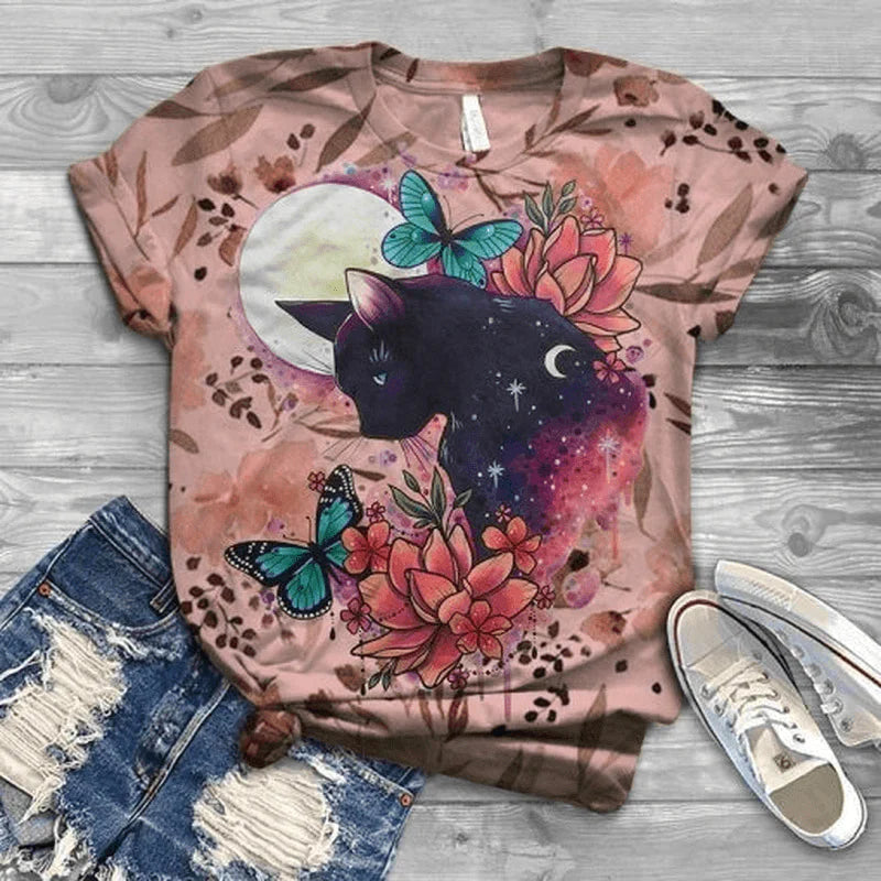  Beauty Moon Cat T-Shirt sold by Fleurlovin, Free Shipping Worldwide