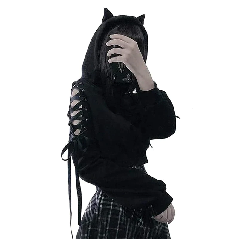  Black Cat Ears Hoodie sold by Fleurlovin, Free Shipping Worldwide