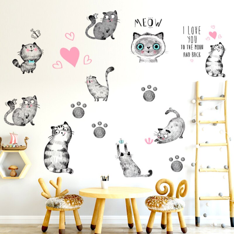  Black Hand-Painted Cute Cat Wall Stickers sold by Fleurlovin, Free Shipping Worldwide