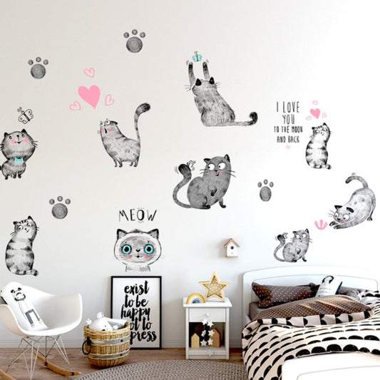  Black Hand-Painted Cute Cat Wall Stickers sold by Fleurlovin, Free Shipping Worldwide