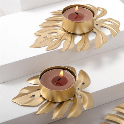 Candle Holders Wrought Iron Monstera Leaf Tealight Candle Holders sold by Fleurlovin, Free Shipping Worldwide