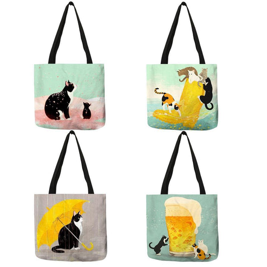  Cartoon Cat Tote Bag sold by Fleurlovin, Free Shipping Worldwide