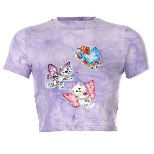  Cat Crop T-Shirt sold by Fleurlovin, Free Shipping Worldwide