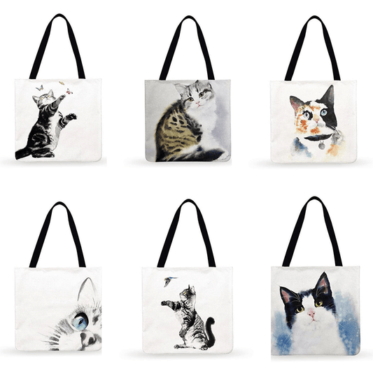  Cat Meow Tote Bag sold by Fleurlovin, Free Shipping Worldwide