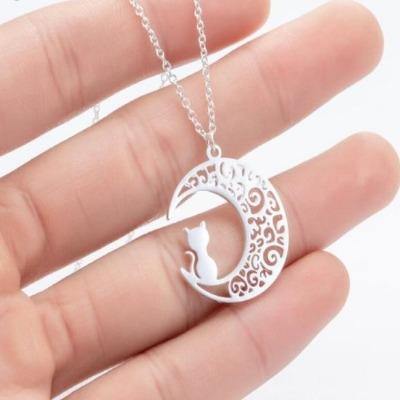  Cat Moon Necklace sold by Fleurlovin, Free Shipping Worldwide