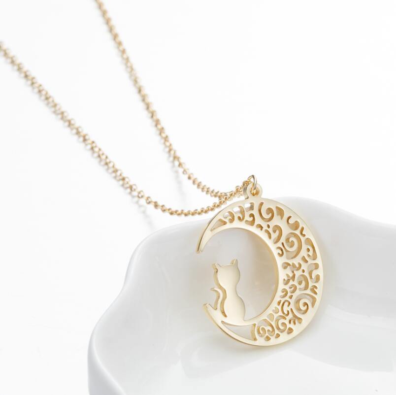  Cat Moon Necklace sold by Fleurlovin, Free Shipping Worldwide