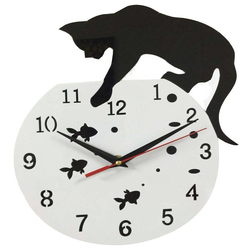  Cat On Wall Clock Catching Fish sold by Fleurlovin, Free Shipping Worldwide