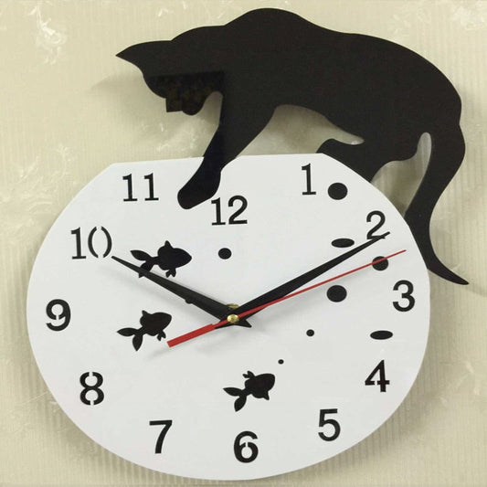  Cat On Wall Clock Catching Fish sold by Fleurlovin, Free Shipping Worldwide