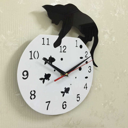  Cat On Wall Clock Catching Fish sold by Fleurlovin, Free Shipping Worldwide