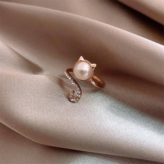  Cat Pearl Ring sold by Fleurlovin, Free Shipping Worldwide