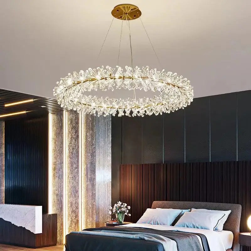 Chandelier Modern Cooper Flower Crystal Chandelier sold by Fleurlovin, Free Shipping Worldwide