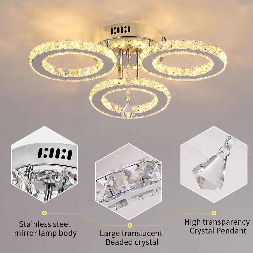 Chandeliers Triple Crystal Ring Chandelier sold by Fleurlovin, Free Shipping Worldwide