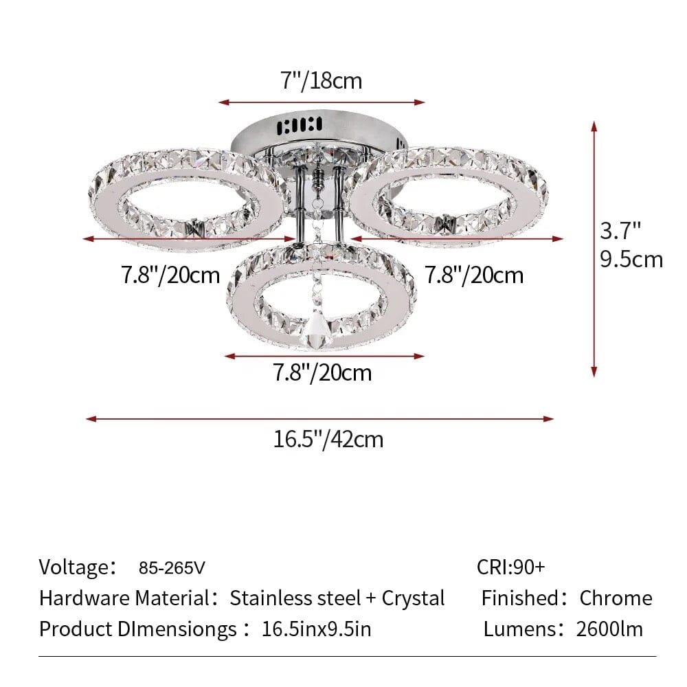 Chandeliers Triple Crystal Ring Chandelier sold by Fleurlovin, Free Shipping Worldwide