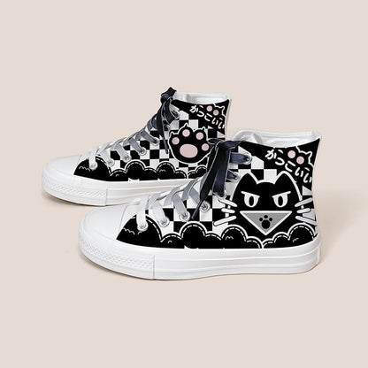  Colorblock Black Cat & Paw Sneakers sold by Fleurlovin, Free Shipping Worldwide