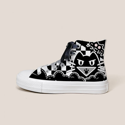  Colorblock Black Cat & Paw Sneakers sold by Fleurlovin, Free Shipping Worldwide